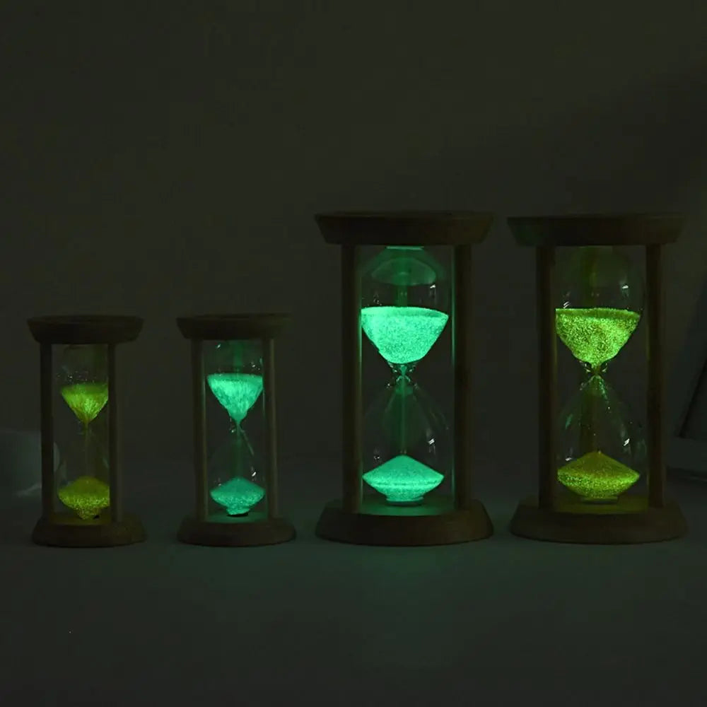 Bambus Leuchtende Sanduhr – Kreativer Fluoreszierender Glas Timer mit Naturrahmen Kaufschwan®