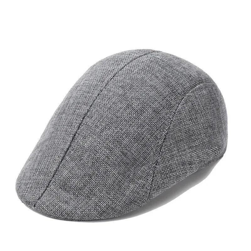 Herren Baumwoll-Leinen Barett Baseballcap | Frühling & Herbst Britische Retro Cap | Atmungsaktive Maler Kappe Mode Accessoire Kaufschwan® Hellgrau Einheitsgröße