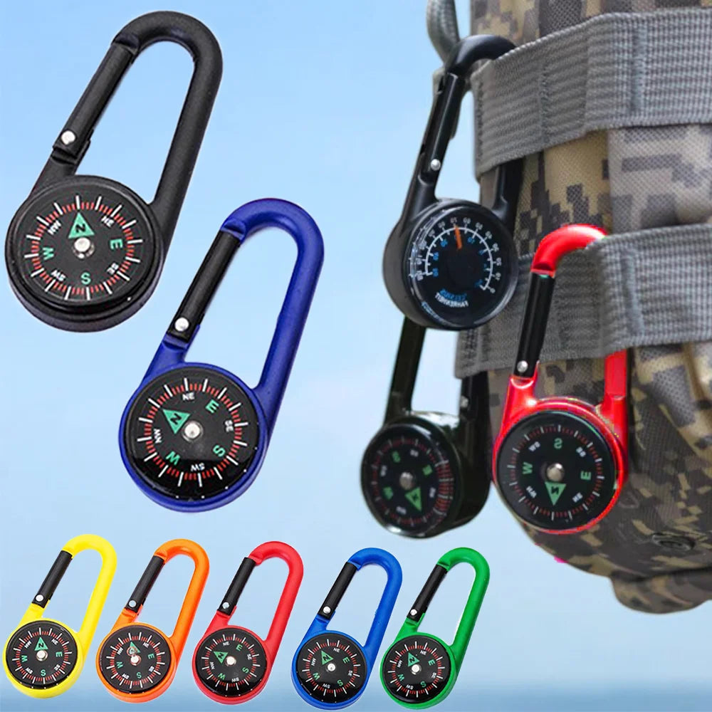 Outdoor Kompass Karabiner Schlüsselanhänger – Mini Camping Buckle für Bergsteigen, Wandern, Rucksäcke & Survival | Kinder Geschenkclip mit Kompass Kaufschwan®