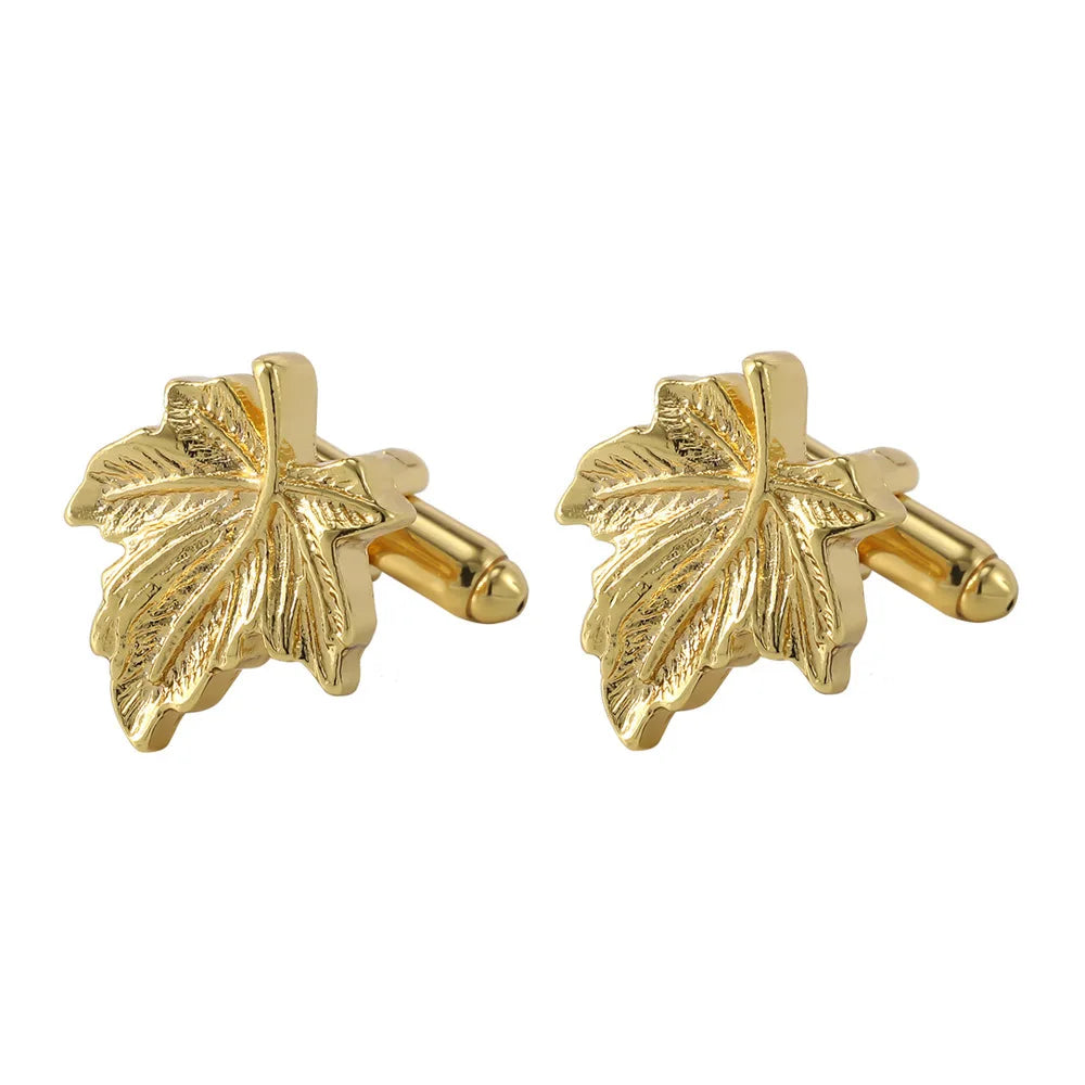 Herren Manschettenknöpfe – Ahornblatt Design | Elegante Metall Ärmelknöpfe im Retro-Stil für Hemden & Geschenke Kaufschwan® Gold