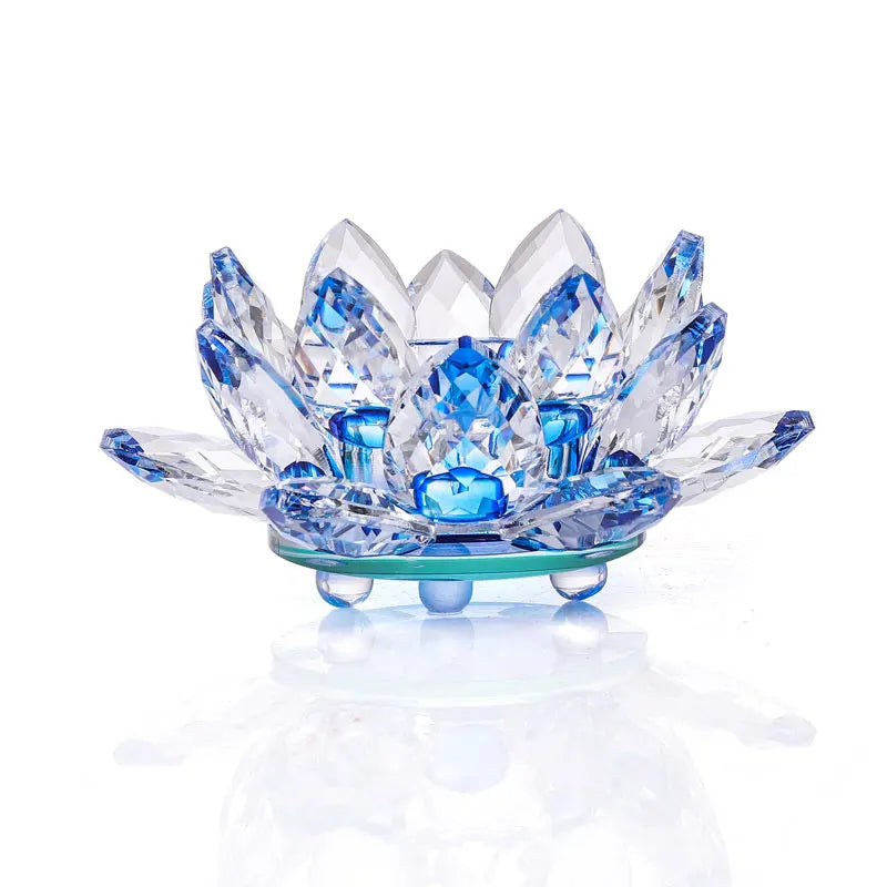Handgefertigte Kristall Lotus Kerzenhalter – Glas Teelichthalter für Buddhistische Ausstattung & Wohndekoration Kaufschwan®