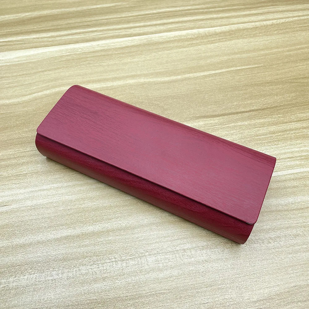 Brillenetui Holzoptik – Magnetischer Tragbarer Brillenbox mit Logo Option Kaufschwan® Rot