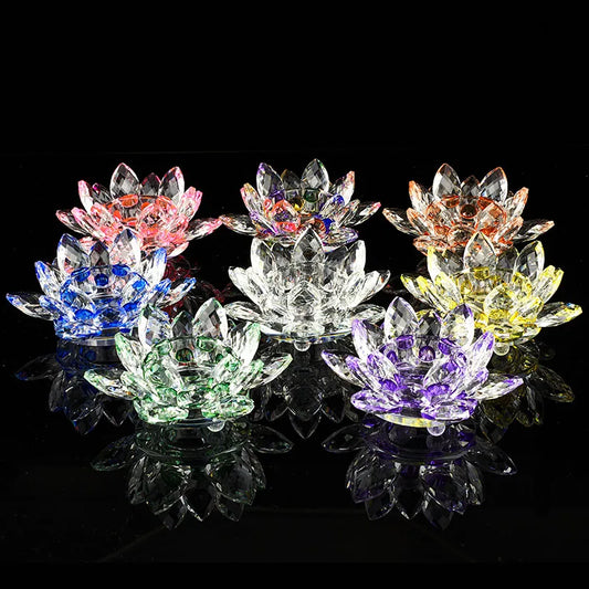 Handgefertigte Kristall Lotus Kerzenhalter – Glas Teelichthalter für Buddhistische Ausstattung & Wohndekoration Kaufschwan®