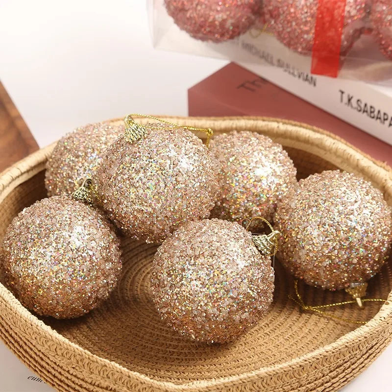6–30 Stück Champagner Gold Glitzer Weihnachtskugeln – 6CM Christbaumkugeln | Festliche Deko für Weihnachten & Neujahr Kaufschwan®