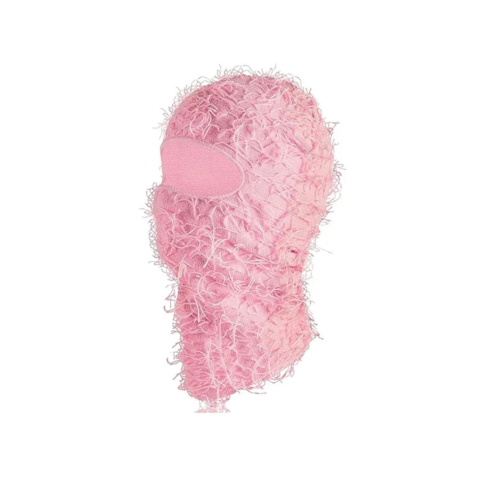 Motorrad Hip-Hop Balaclava – Gestrickte Vollgesichts-Skimütze im Used-Look | Damen Outdoor Camouflage Fuzzy Beanie Wintermütze Kaufschwan® Rosa