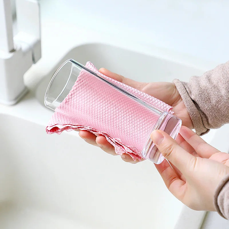 Mikrofaser Fischschuppen Spültücher – Super Saugfähige Ölabweisende Küchen Reinigungstücher | Glas- & Fensterwischtücher für Haushalt Kaufschwan®