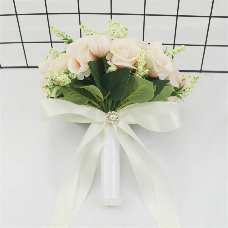 Brautstrauß Weiße Rosen – Handgefertigter Seidenblumen Hochzeitsstrauß Kaufschwan®
