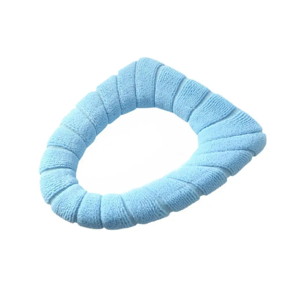 Warme WC-Sitzauflage – Strick-Toilettensitzbezug für Winter | Weiche O-förmige Waschbare Toilettenauflage in Einfarbigem Design (1 Stück) Kaufschwan® Blau