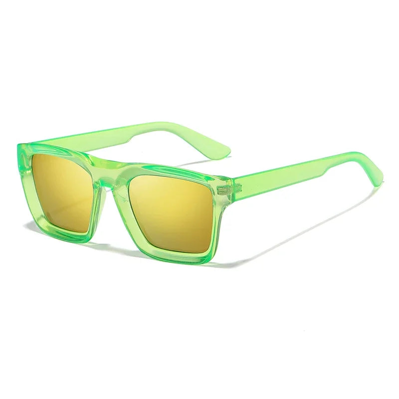 Luxuriöse Eckige Polarisierte Sonnenbrille – Farbenfrohe Vintage-Sonnenbrille mit UV400-Schutz für Damen Kaufschwan® Grün Gold