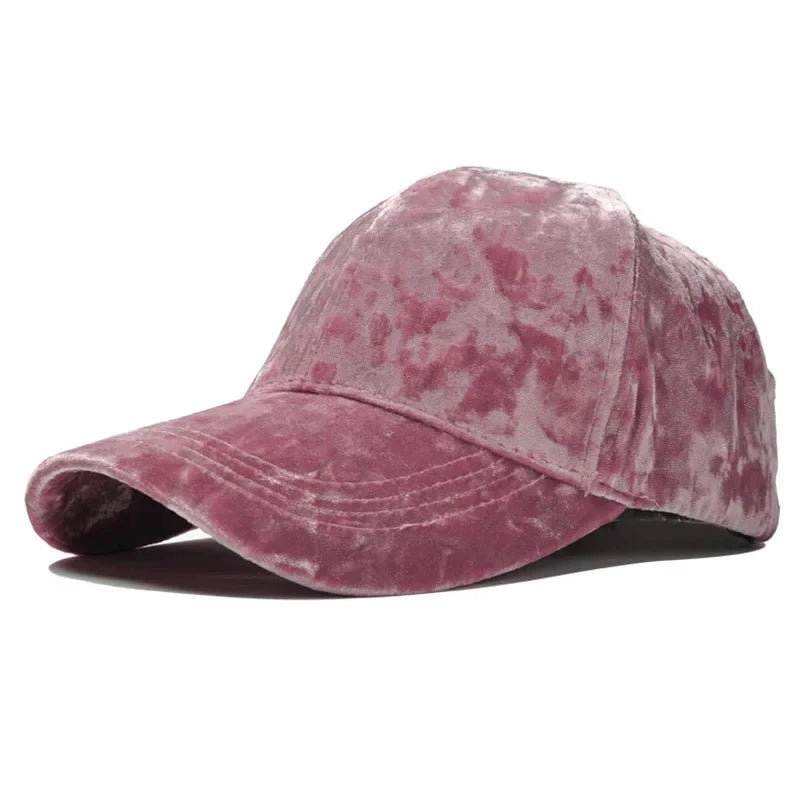Velvet Baseballkappe | Unisex Herbst & Winter Fashion Cap | Lässiger Gebogener Schirm Hip-Hop Baseballcap Kaufschwan® Rosa Einstellbar