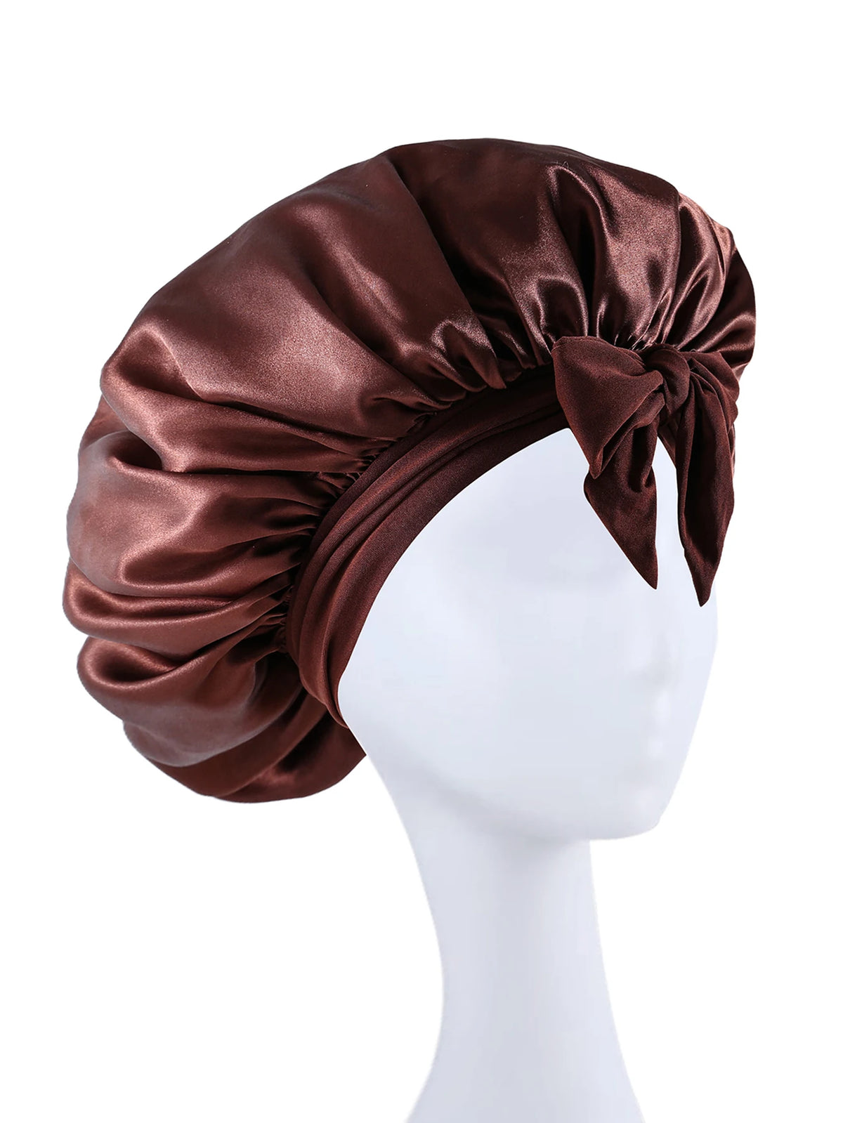 Seidig Weiche Satin-Schlafhaube für Damen – Verstellbare Haarhaube mit Bindeband für Lockiges Haar
