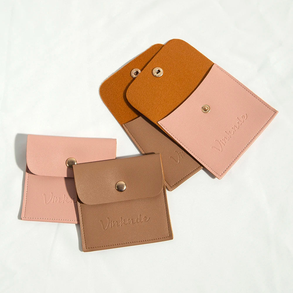 50 Stück Personalisierte PU-Leder Schmuckbeutel – Mit Druckknopfverschluss | Logo-Druck für Ohrringe, Ringe, Broschen & Geschenke Kaufschwan®