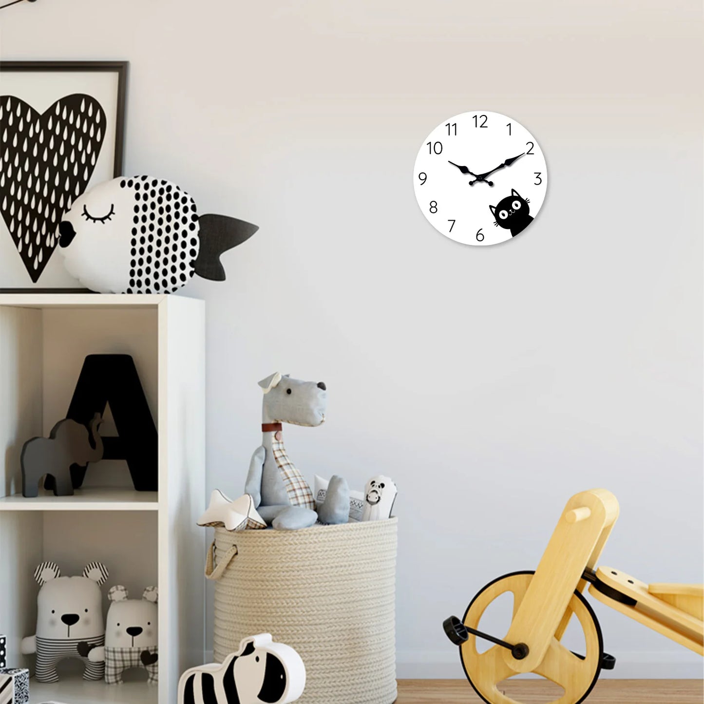 Schwarze Katzen Holz Wanduhr – Leise Quarz Minimalistische Deko Uhr Kaufschwan®