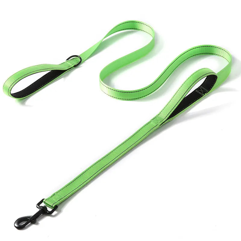 Doppelt Griff Hundeleine Nylon Heavy Duty 1.2/1.5/1.8m Trainingsleine Kontrollleine für Hunde Katzen Kaufschwan® Grün 2.5x120cm