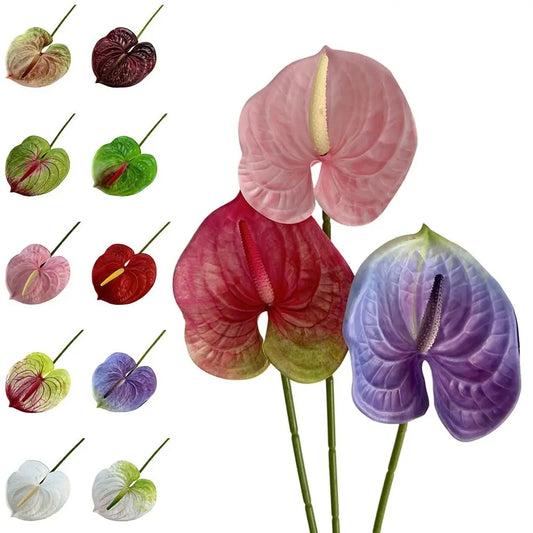 Mehrfarbige Künstliche Kleine Anthurie 60cm – Real-Touch Gummiblume für Zuhause, Fotorequisiten & Tropische Dekoration Kaufschwan®