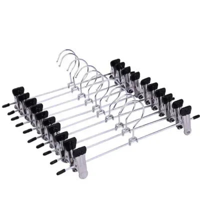Edelstahl Kleiderbügel mit Hosenclips – Robuste Bügel für Röcke, Hosen und Kleidung Kaufschwan® Transparent 5 Stück