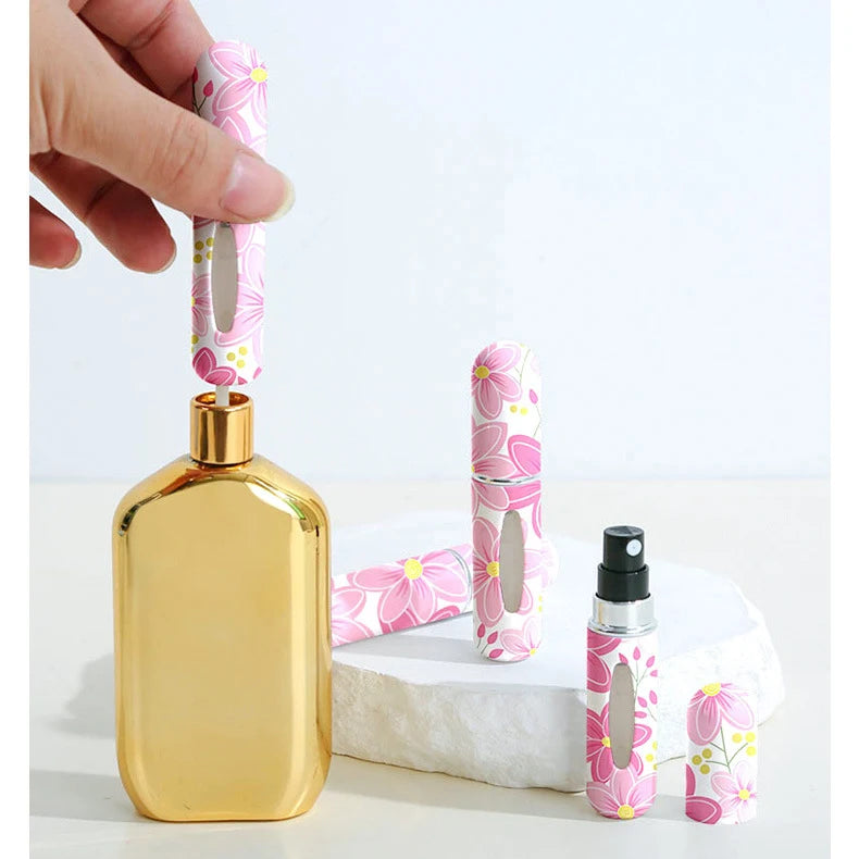 5ml Nachfüllbare Parfümflaschen – Blumenmuster Mini Reise Zerstäuber | Tragbarer Taschen-Parfümspender für Damen Kaufschwan®