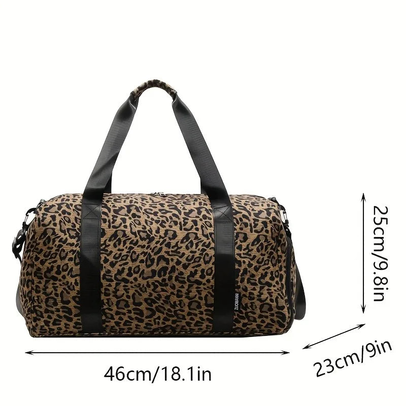 Modische Damen Leopardenmuster Tote Bag – Große Reisetasche Weekender & Overnight Bag mit Schuhfach Kaufschwan®