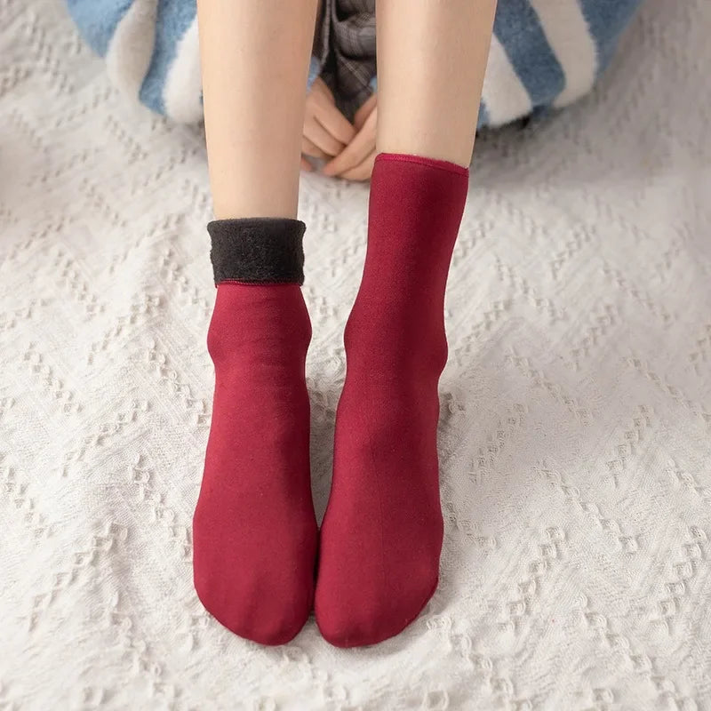 Damen Winter Warme Kurzsocken | Dicke Thermo Kaschmir Wolle Nylon Samt | Gemütliche Haus- & Stiefelsocken (1–20 Paar) Kaufschwan®