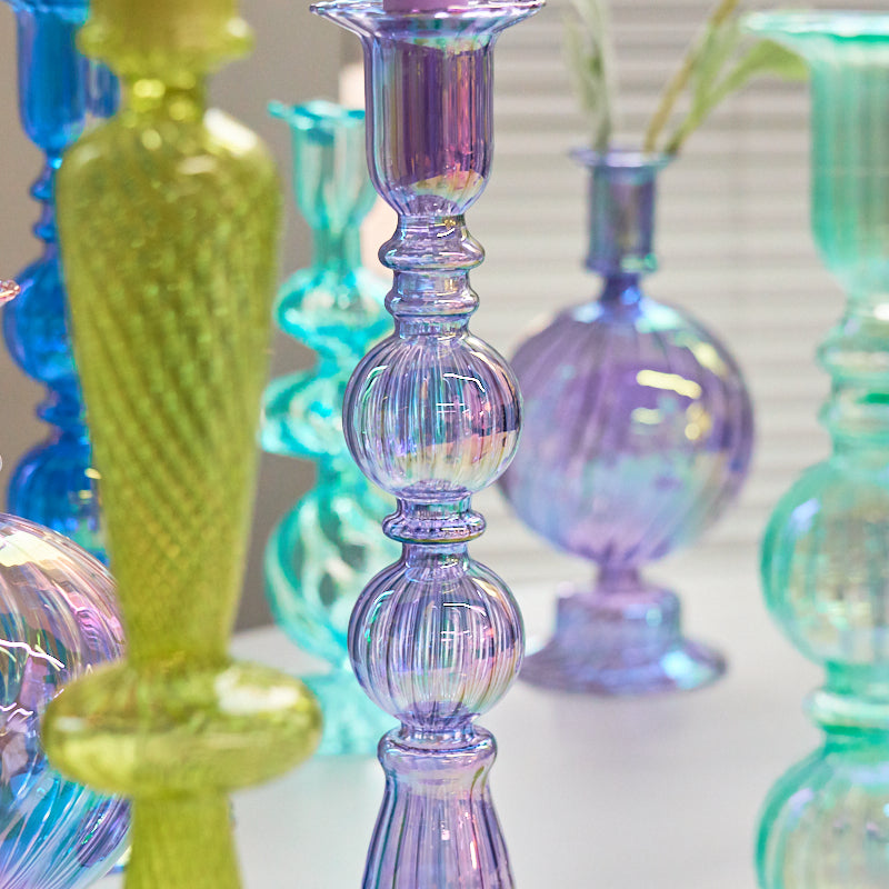 Floriddle Retro Kerzenständer – Hohe Stabkerzenhalter im Glasvasen-Stil für Zuhause, Party & Hochzeitsdekoration Kaufschwan®