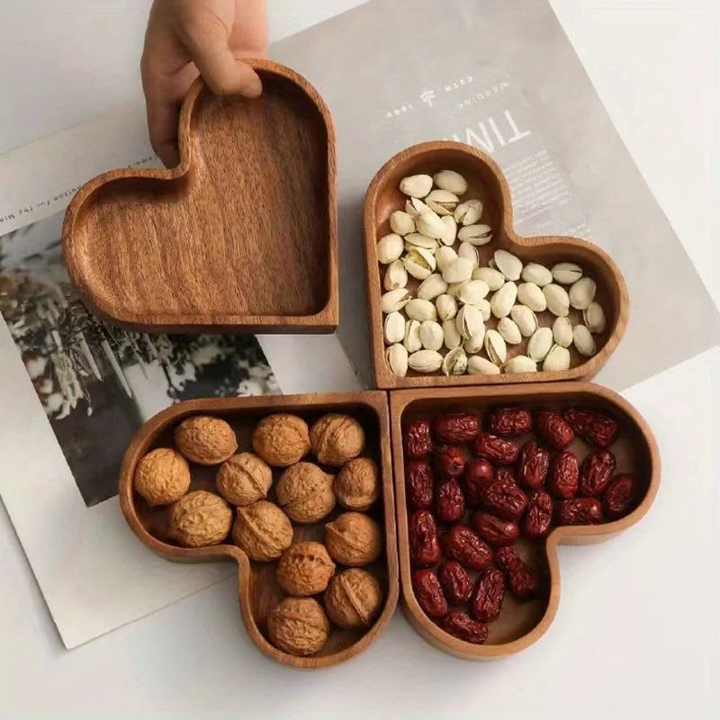 Herzförmige Holz Teller – Dessert- & Sushi Serviertablett | Süßigkeiten Schale Dekorative Holzplatte für Valentinstag Kaufschwan®