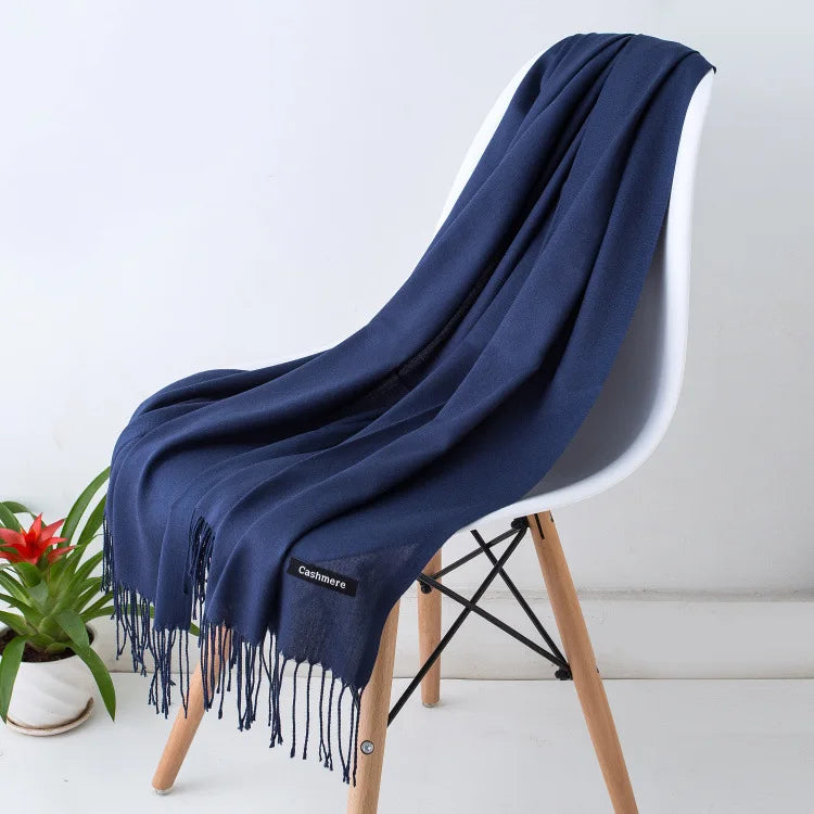 Damen Pashmina Schal | Weich wie Kaschmir | Schal, Reise- & Büro-Accessoire Kaufschwan® Dunkelblau 70x200CM