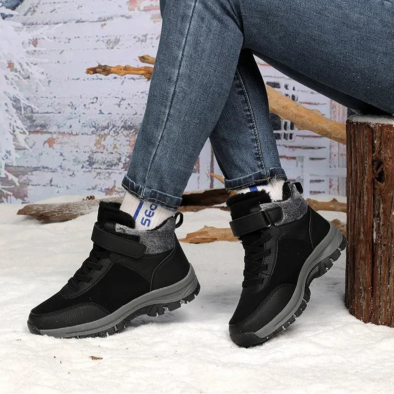 Gefütterte Winterstiefel für Herren – Wasserdichte Outdoor Schneestiefel | Rutschfeste Kurzschaft-Bergschuhe mit Warmem Fleecefutter Kaufschwan®