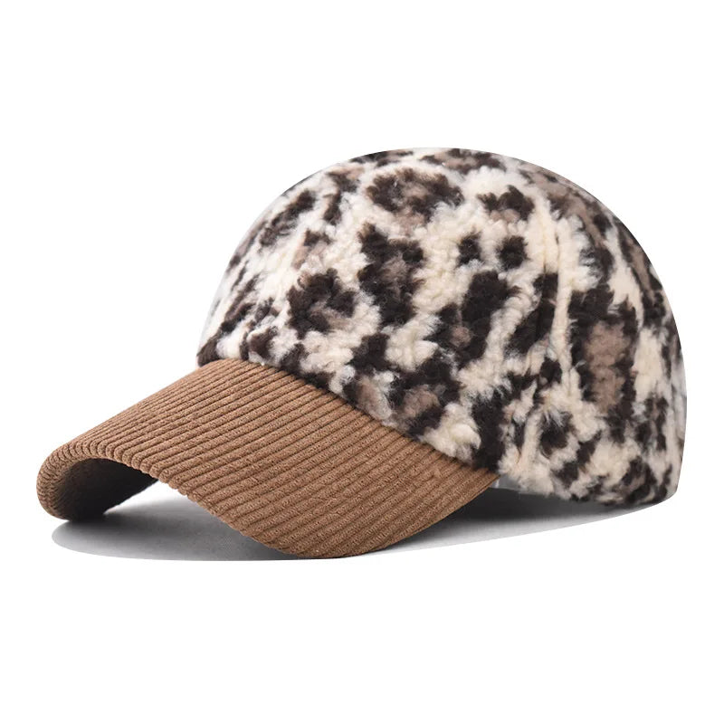Damen Leopard Print Baseballkappe | Modischer Gebogener Schirm Baseballcap | Verstellbarer Riemen für Sonnenschutz Kaufschwan® Braun Einstellbar
