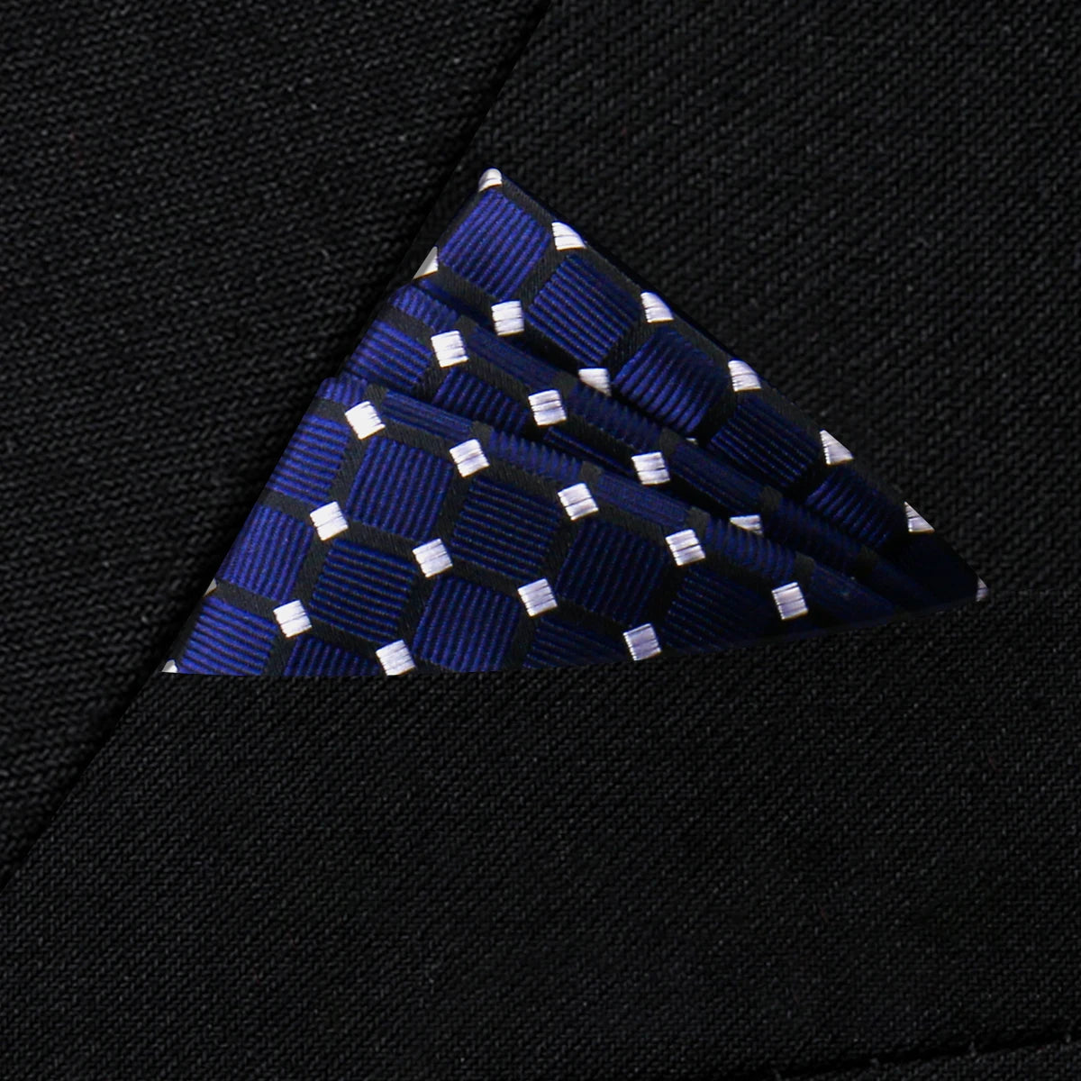 Herren Einstecktuch in Premiumqualität – Neues Design, Einfarbig oder Paisley, Schwarzes Anzug Accessoire in Vielen Farben Kaufschwan® Marineblau mit weißen Punkten