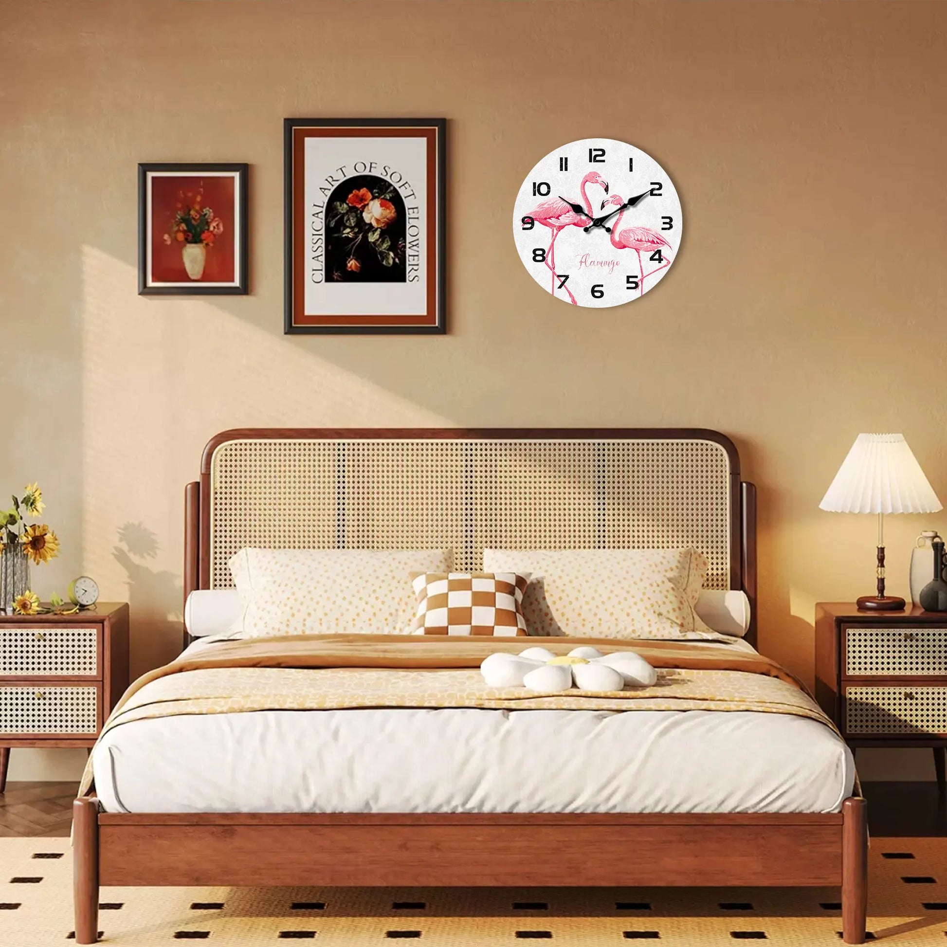 Rosa Flamingo Holz Wanduhr – Leise Quarz Deko Uhr Kaufschwan®