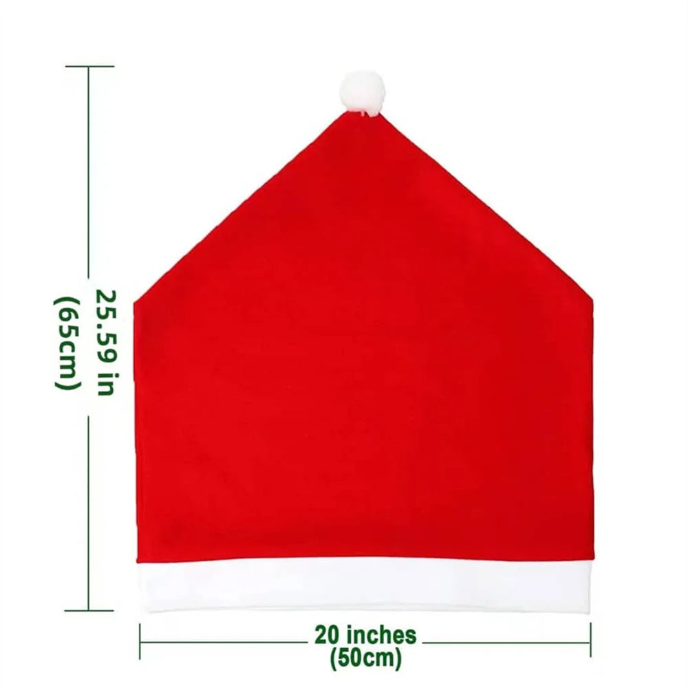 4 Stück Weihnachtsstuhlbezüge – 25x20 Zoll Festliche Dekoration | Langlebige Stoff Stuhlhussen für Zuhause & Partys Kaufschwan® Rot 4 Stück