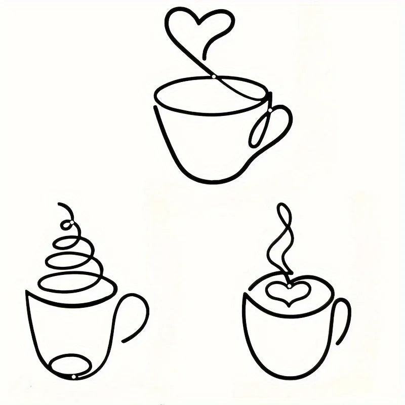 3er Set Kreative Kaffee Wanddeko – Carbonstahl Café Dekoration Kaufschwan®