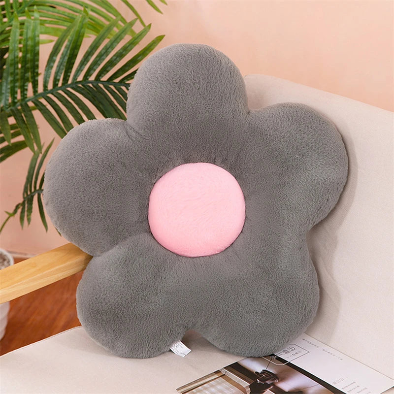 Gefülltes Fünf-Blütenblatt Kissen | Süßes Sonnenblumen Plüschkissen | Dekoration fürs Mädchenzimmer & Fensterbank | Rosa Sitzkissen Kaufschwan® Grau - 30cm