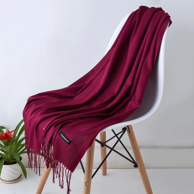 Damen Pashmina Schal | Weich wie Kaschmir | Schal, Reise- & Büro-Accessoire Kaufschwan® Dunkelrot 70x200CM