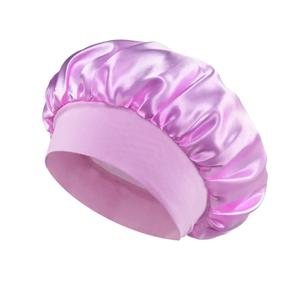 Satin-Schlafhaube für Damen – Große Elastische Haarhaube mit Breitem Weichem Band für Lockiges Haar und Nachtpflege