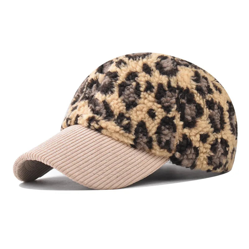 Damen Leopard Print Baseballkappe | Modischer Gebogener Schirm Baseballcap | Verstellbarer Riemen für Sonnenschutz Kaufschwan® Khaki Einstellbar