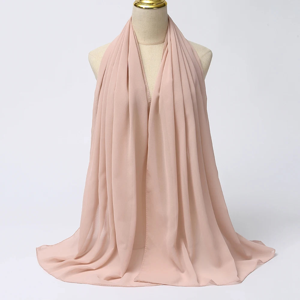 Muslimischer Chiffon Hijab Schal – Damen Langer Einfarbiger Kopf Schal | Eleganter Jersey Schleier & Modisches Umschlagtuch