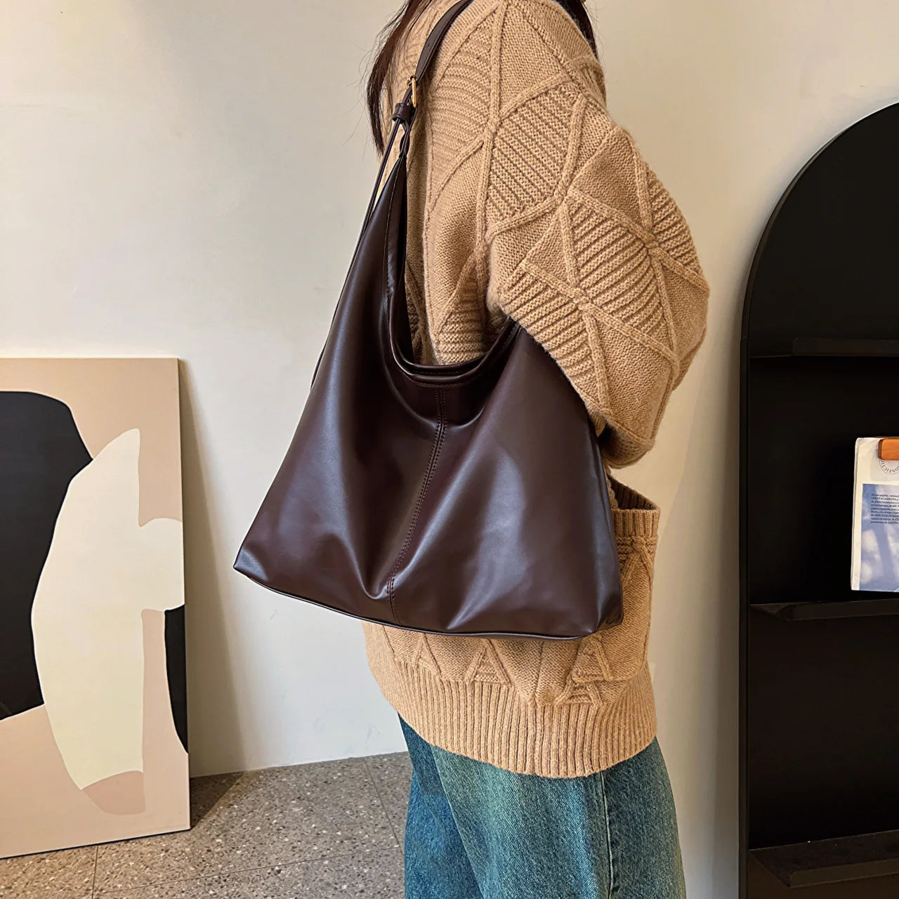 Große Damen Tote Tasche für Eine Schulter – Lässige & Vielseitige Crossbody Handtasche | Modische Schlichte City Tasche Kaufschwan®