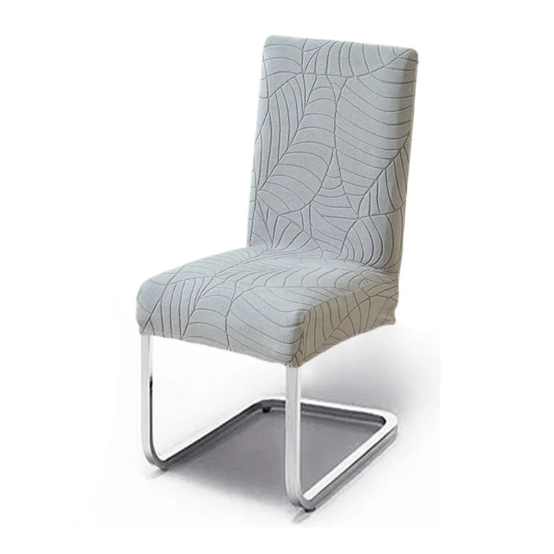 1/2/4/6 Stück Blatt Jacquard Stuhlbezug – Einfarbiger Spandex Sitzbezug | Elastischer Stuhlschutz für Küche, Esszimmer & Restaurant Kaufschwan® Hellgrau 1 Stück