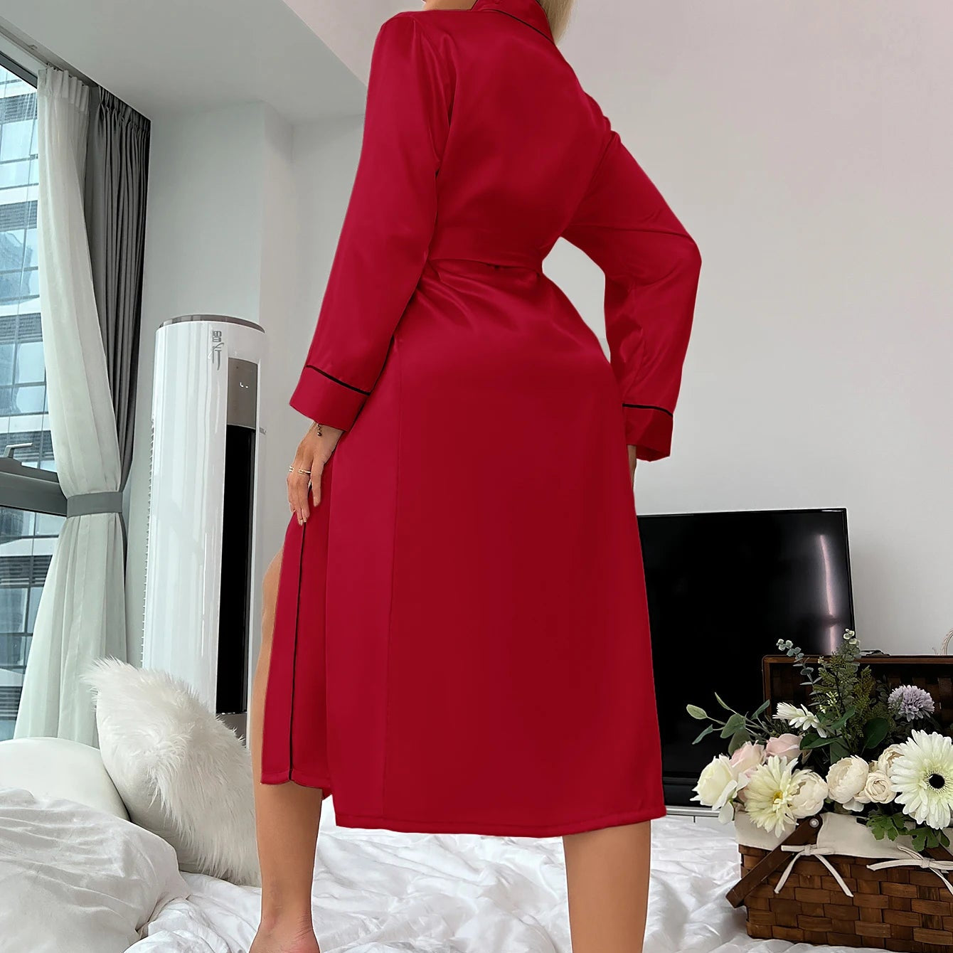 Damen Eis-Seide Nachtkleid/Mantel – Dünn & Elegant Kaufschwan®
