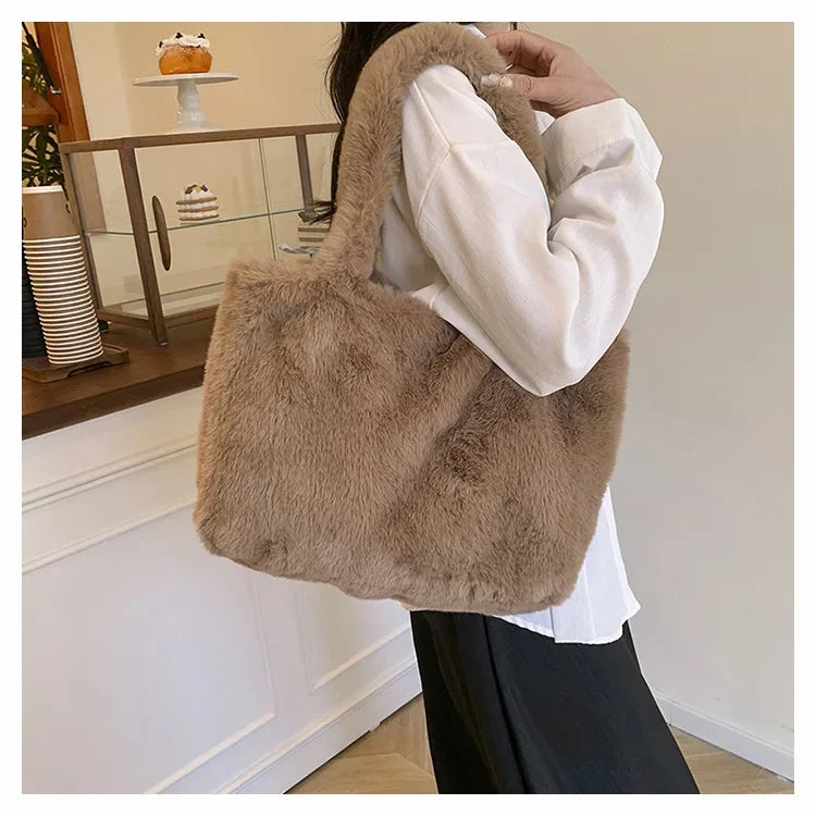 Herbst Winter Plüsch Tote Bag – Damen Modische Schultertasche | Vielseitige weiche Handtasche Kaufschwan®