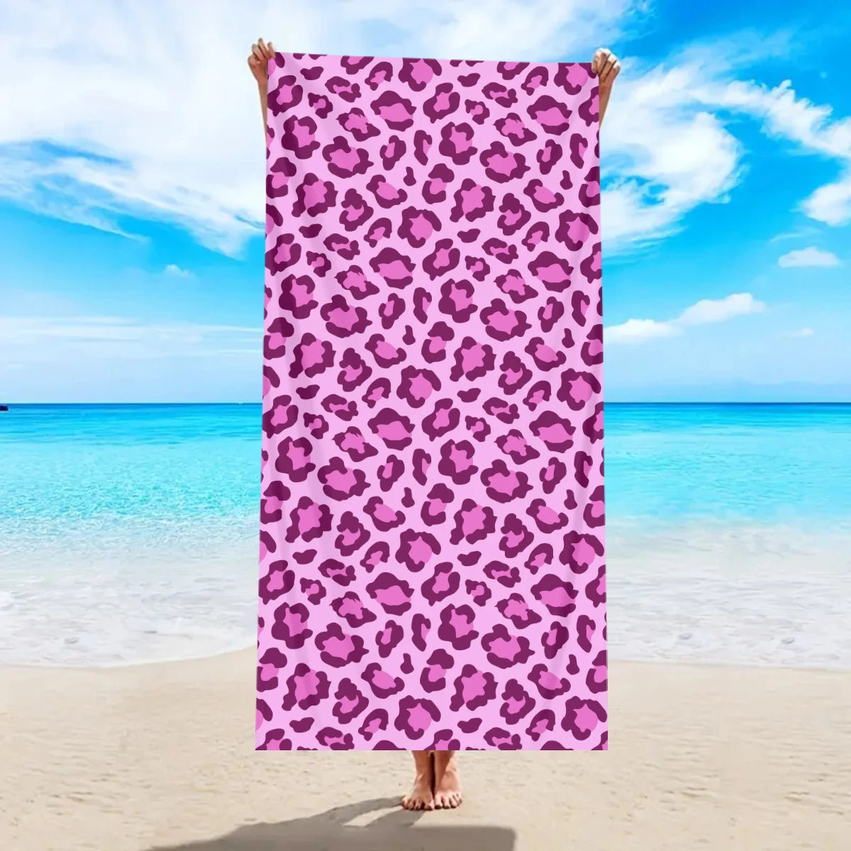 Modisches Strandtuch mit Leopardenmuster – Schnell Trocknend & Saugfähig | Multifunktionales Mikrofaser Handtuch für Sport, Schwimmen & Yoga Kaufschwan® Lila 150x75cm