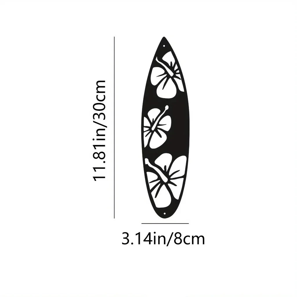 Metall Surfbrett Wanddeko – Sommer Strand Palmen Schild Kaufschwan® Design 1