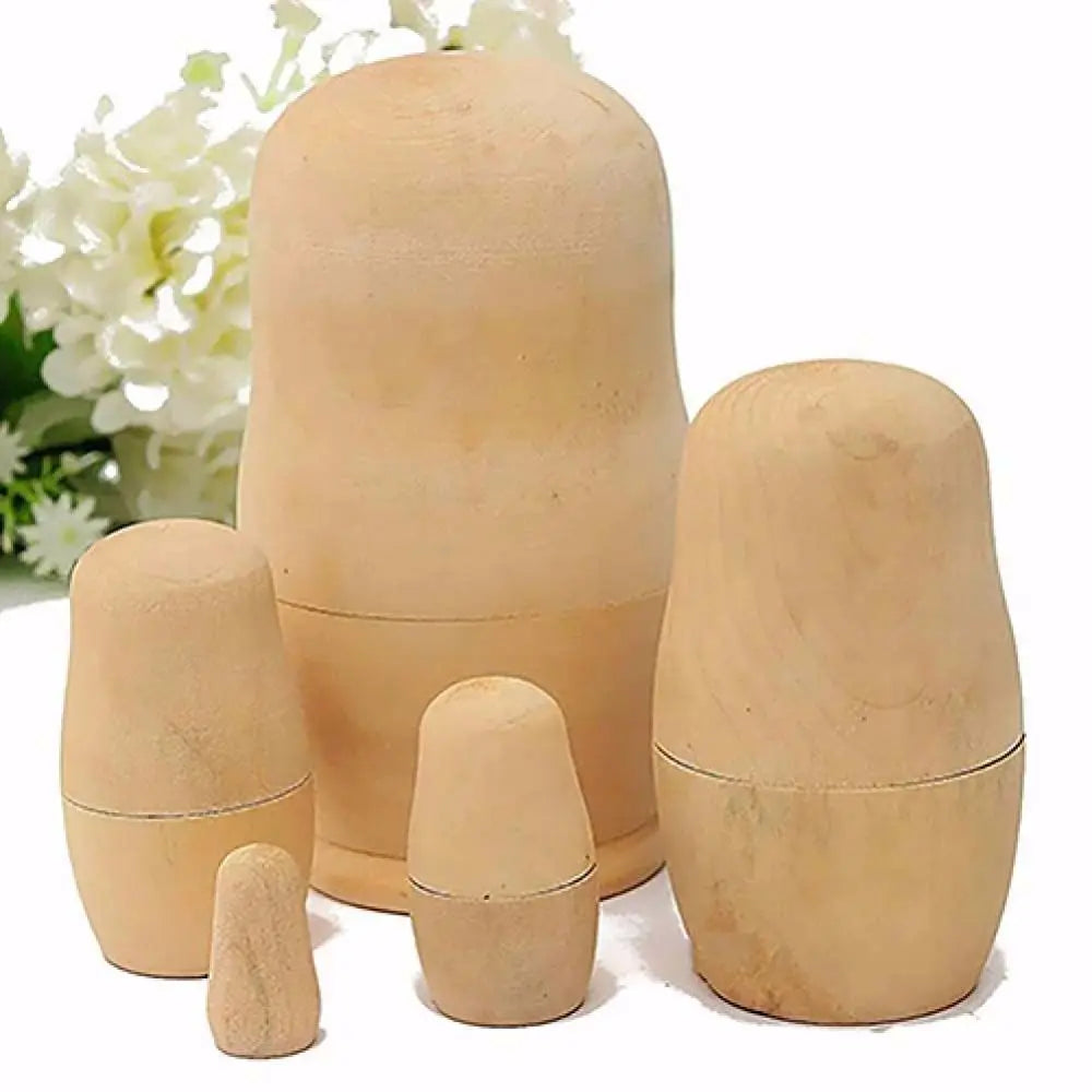Unbemalte Holz-Matrjoschka – DIY Russische Nestpuppen | Leere Holzrohlinge für Schreibtisch- & Wohn-Dekoration Kaufschwan®
