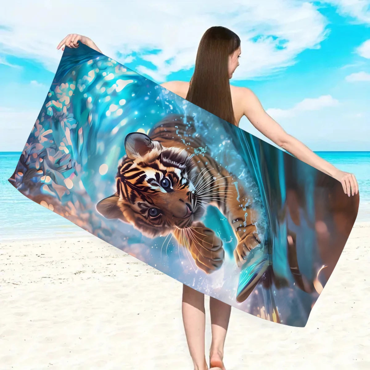 Einfaches & Stilvolles Strandtuch mit Tiermuster – Großes Schnell Trocknendes Mikrofaser Handtuch | Weiches & Saugfähiges Sommer Strandtuch Kaufschwan®