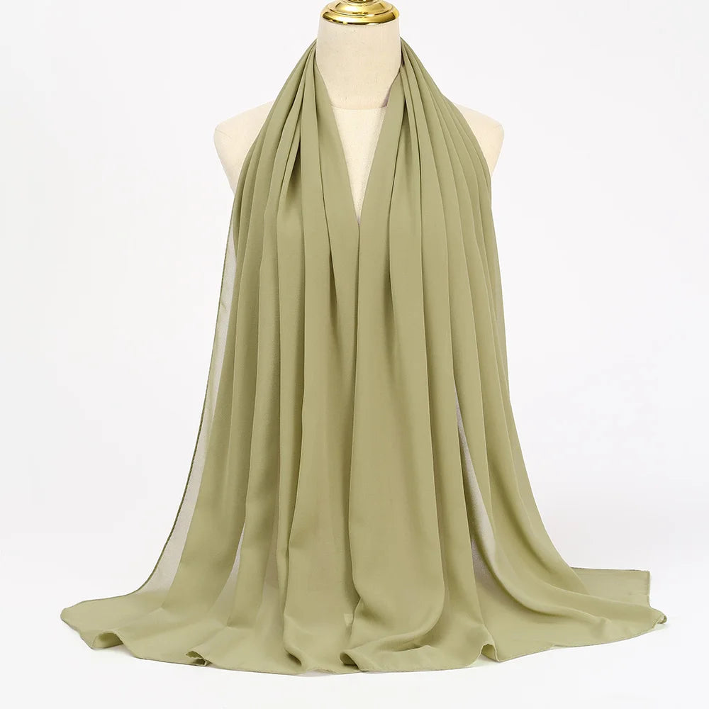 Muslimischer Chiffon Hijab Schal – Damen Langer Einfarbiger Kopf Schal | Eleganter Jersey Schleier & Modisches Umschlagtuch Kaufschwan®
