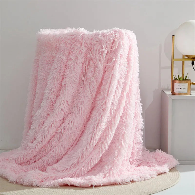 Vier-Jahreszeiten Universelle Nerz-Fleece-Decke – Flauschige Tie-Dye Einfarbige Decke für Wärme und Komfort Kaufschwan® Puderrosa 160x200cm