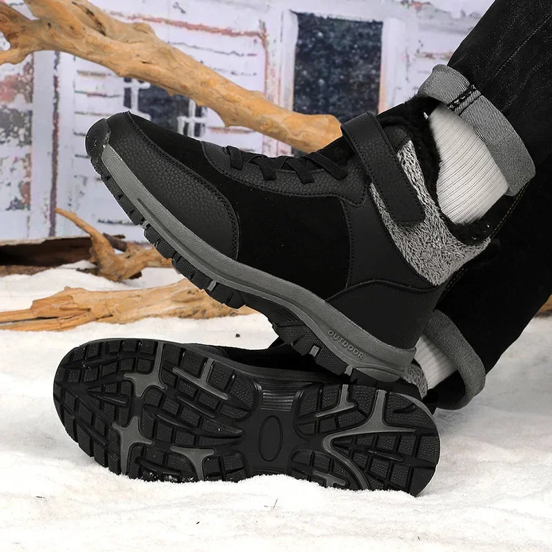 Gefütterte Winterstiefel für Herren – Wasserdichte Outdoor Schneestiefel | Rutschfeste Kurzschaft-Bergschuhe mit Warmem Fleecefutter Kaufschwan®