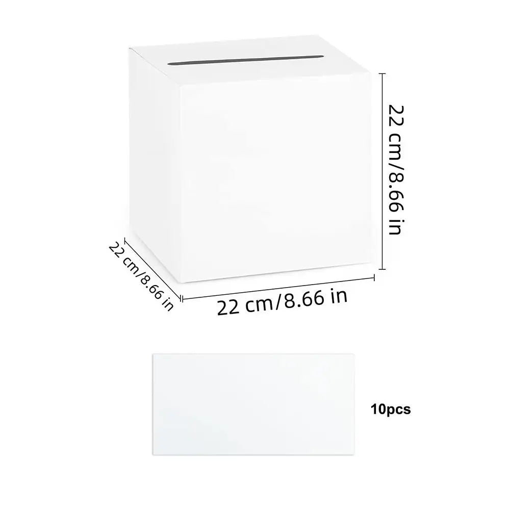 Elegante Hochzeits Kartenbox – Geschenkbox für Glückwünsche und Karten Kaufschwan® Einfarbig Weiß 22-22cm