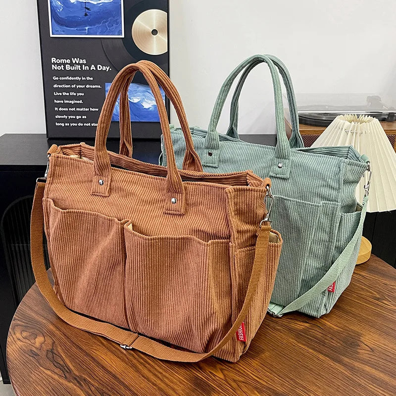 Warme Cord Tote Tasche – Geräumige Shopping Handtasche | Stilvolle & Praktische Schultertasche Lässige Minimalistische Crossbody Tasche Kaufschwan®
